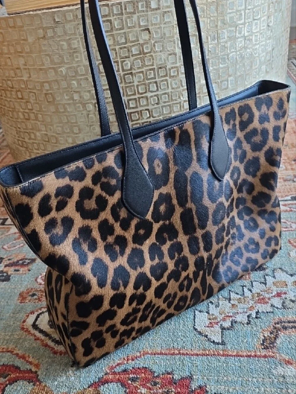 Salvatore Ferragamo Star Tote In Cheetah Print Pony Hair